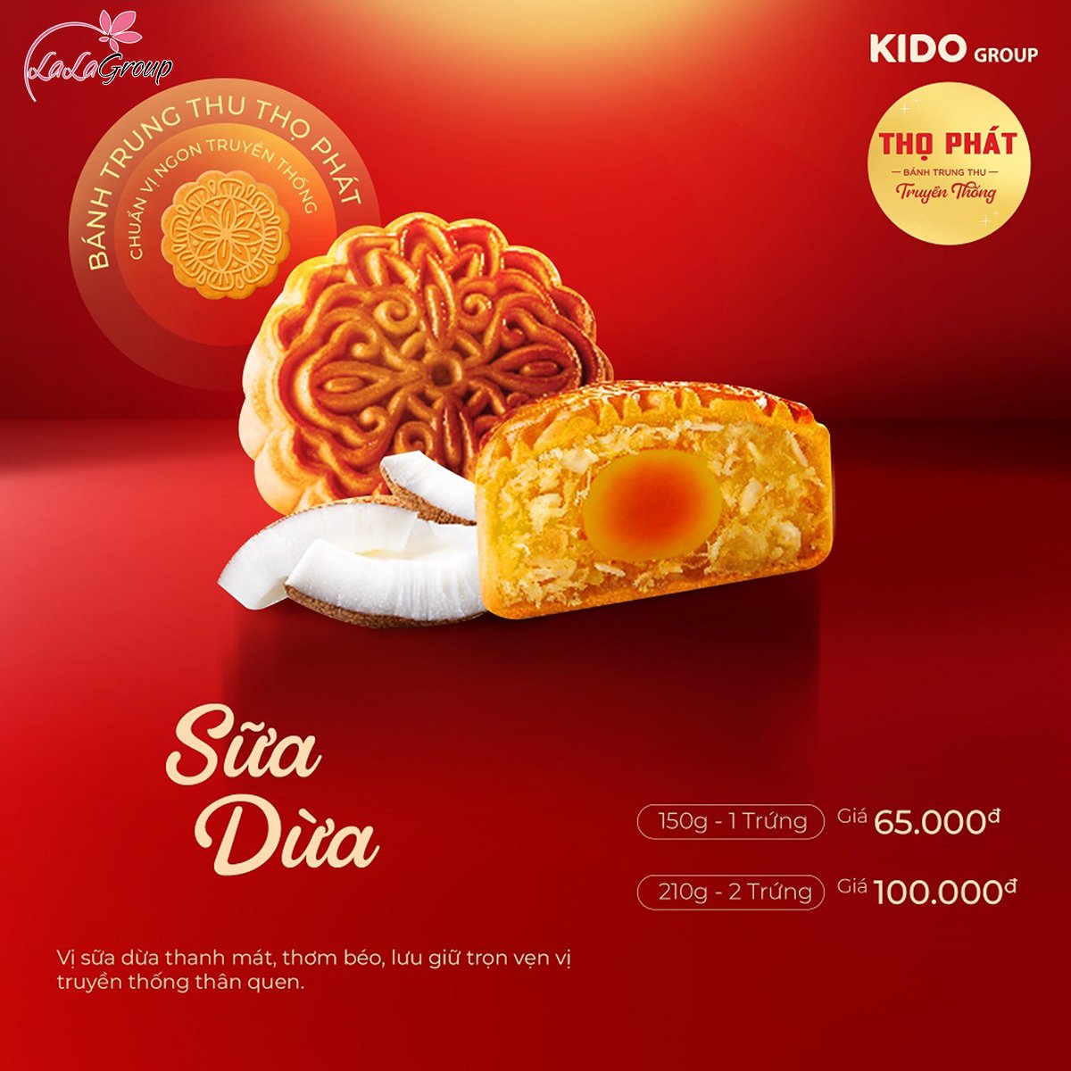 B&aacute;nh Trung Thu Thọ Ph&aacute;t Sữa Dừa 1 trứng 150g (TD1)