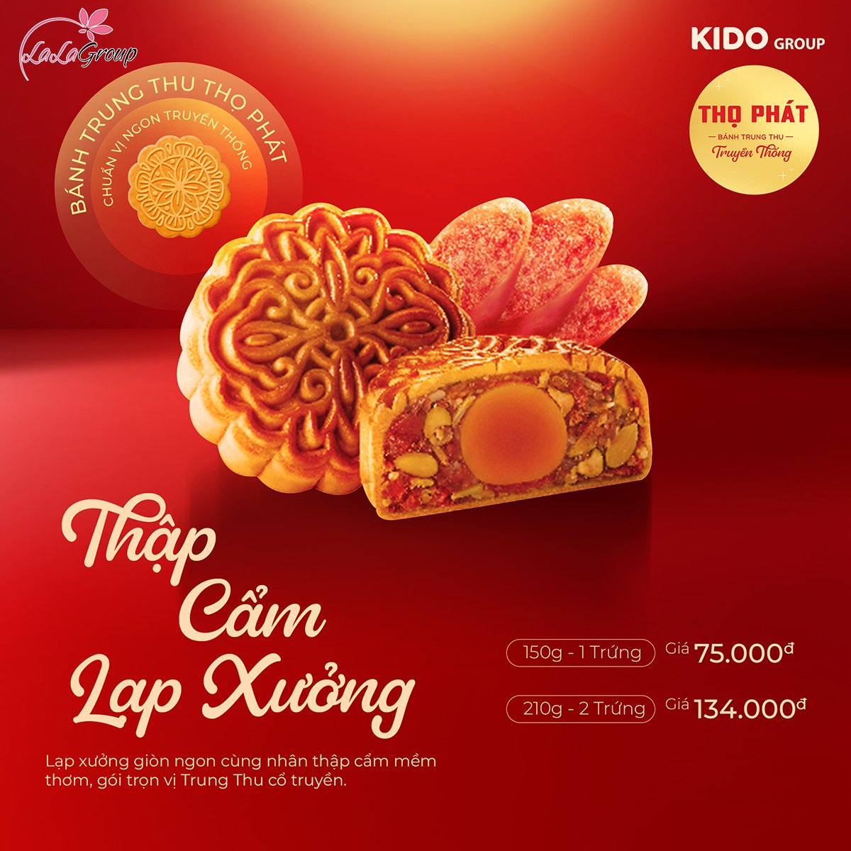 B&aacute;nh Trung Thu Thọ Ph&aacute;t Thập Cẩm Lạp Xưởng 1 Trứng 150g (TT1)