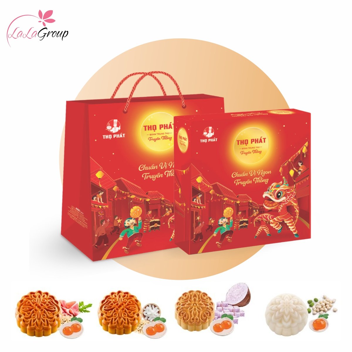 Hộp 4 B&aacute;nh Trung Thu Thọ Ph&aacute;t Hưng Thịnh