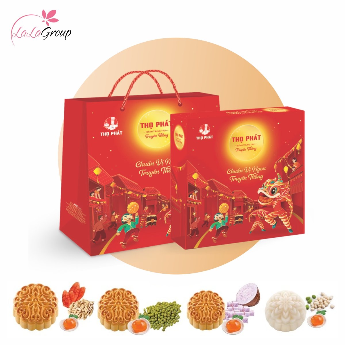 Hộp 4 B&aacute;nh Trung Thu Thọ Ph&aacute;t Nguyệt C&aacute;t