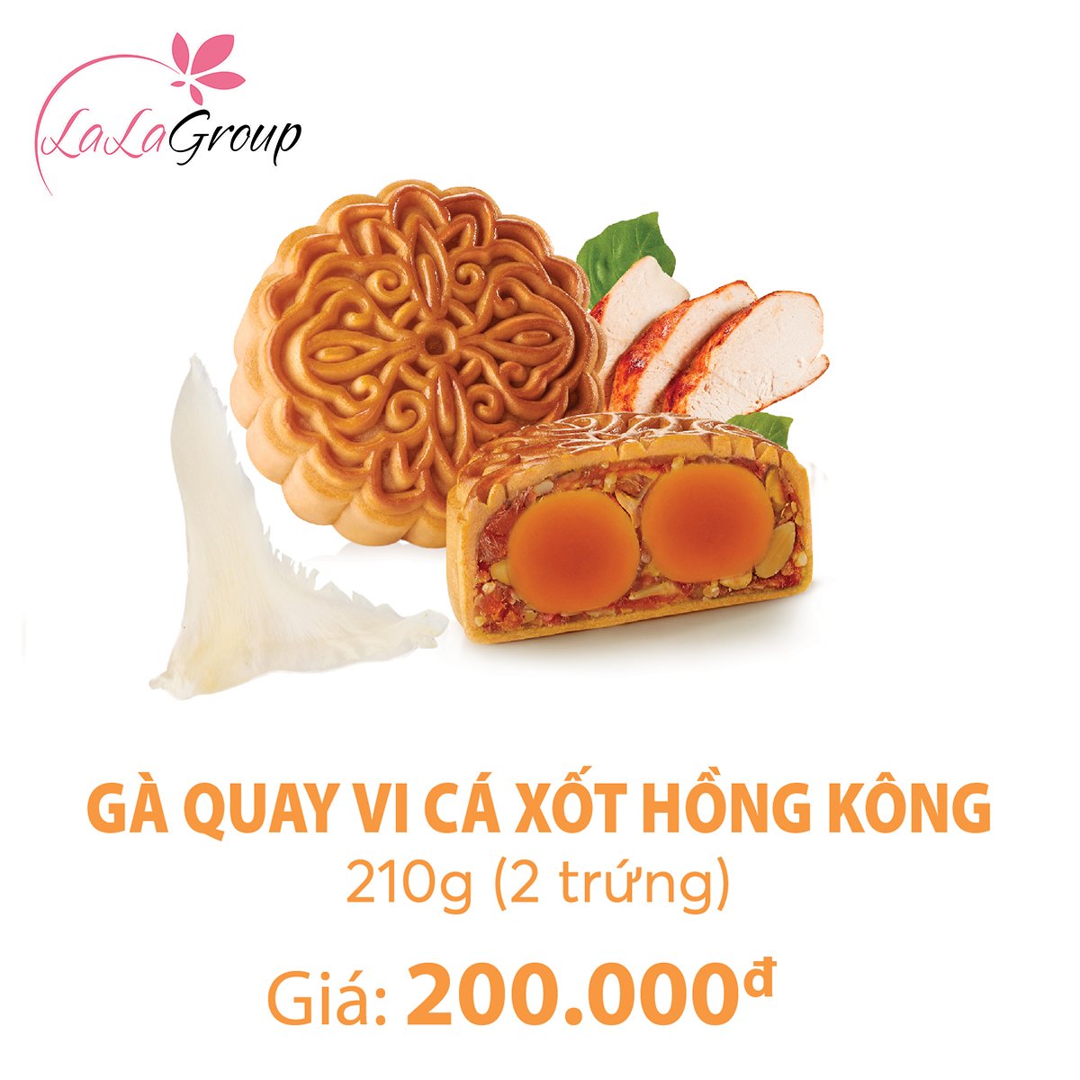 B&aacute;nh Trung Thu KIDO G&agrave; Quay Vi C&aacute; Xốt Hồng K&ocirc;ng 2 Trứng 210g (GV2)