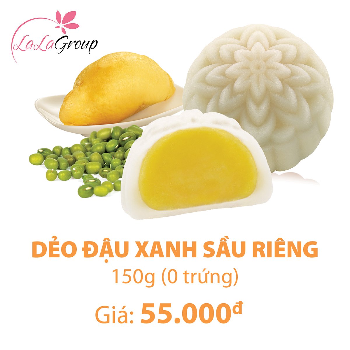 B&aacute;nh Trung Thu Kido Dẻo Đậu Xanh Sầu Ri&ecirc;ng 0 trứng 150gr (DSR)
