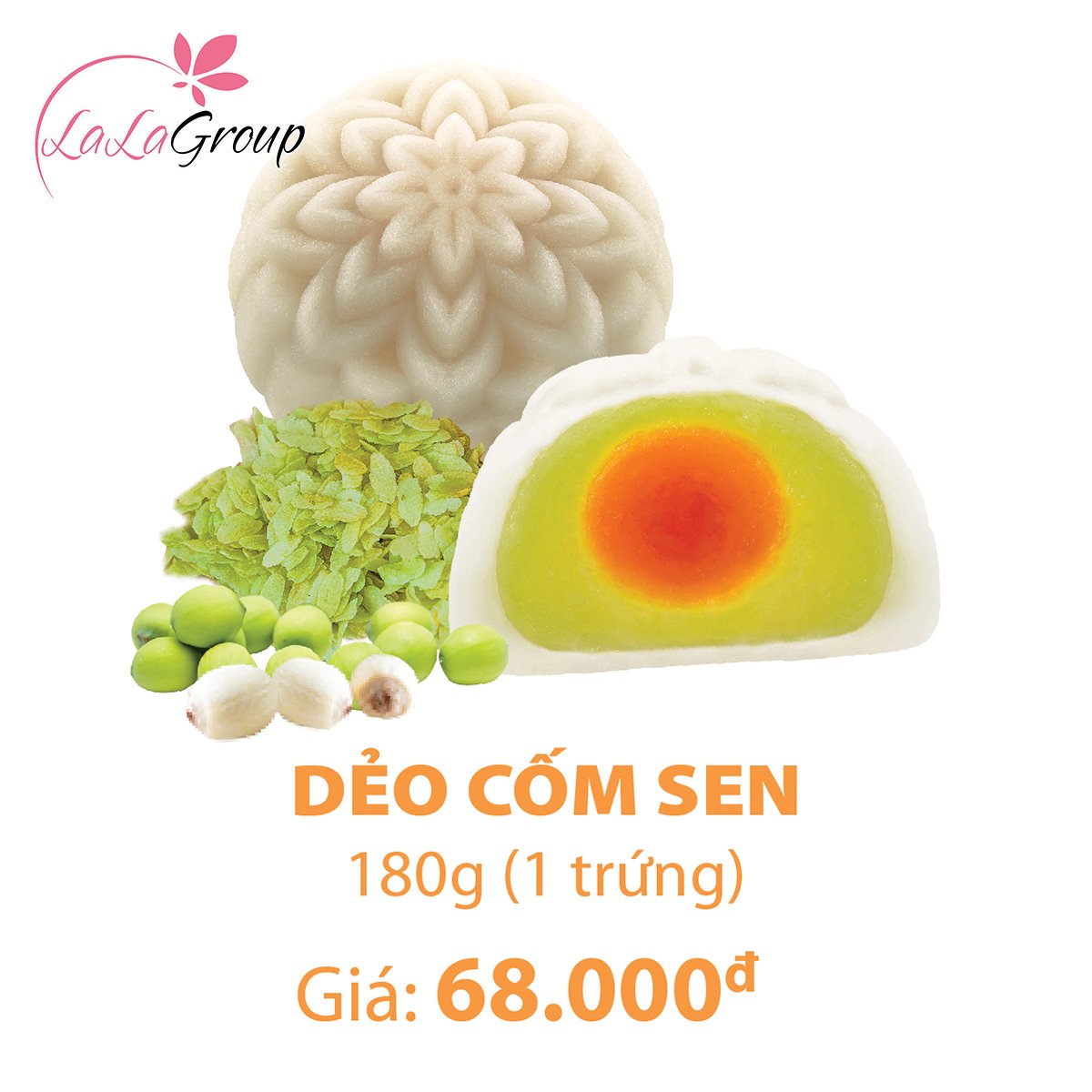 B&aacute;nh Trung Thu Kido Dẻo Cốm Sen 1 trứng 180gr (DCS1)