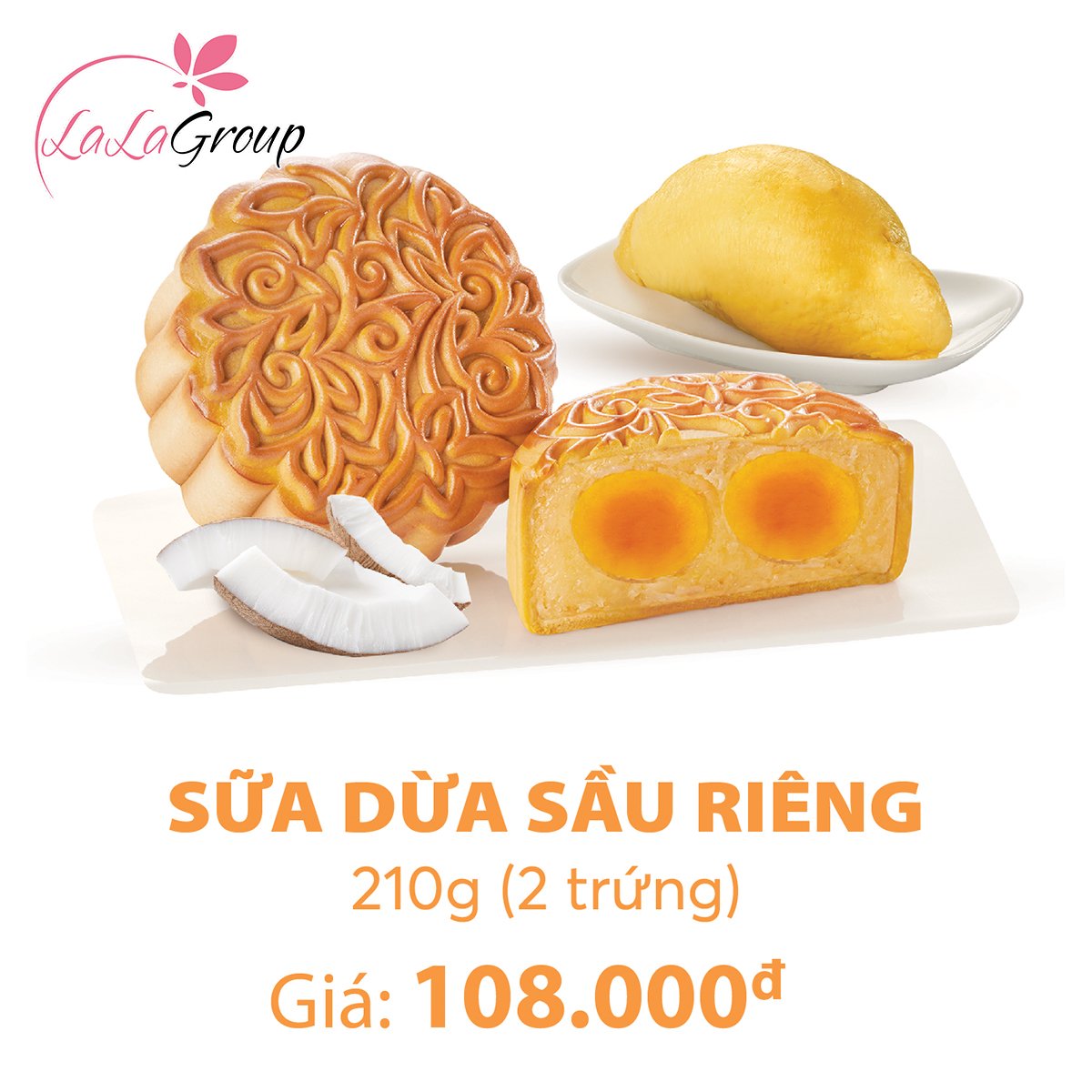 B&aacute;nh Trung Thu KIDO Sữa Dừa Sầu Ri&ecirc;ng 2 trứng 210g (SR2)