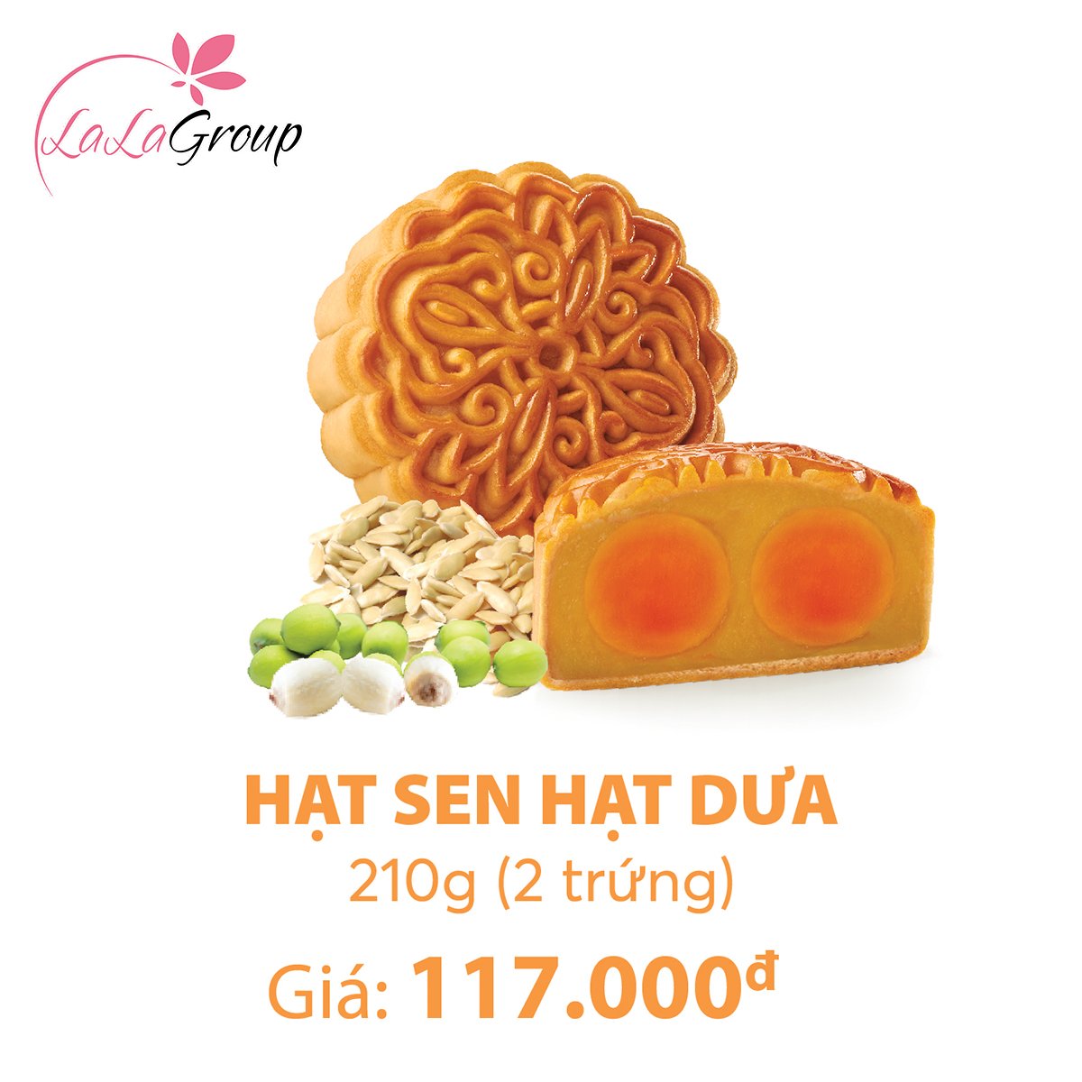 B&aacute;nh trung thu KIDO hạt sen hạt dưa 2 trứng 210g (HS2)