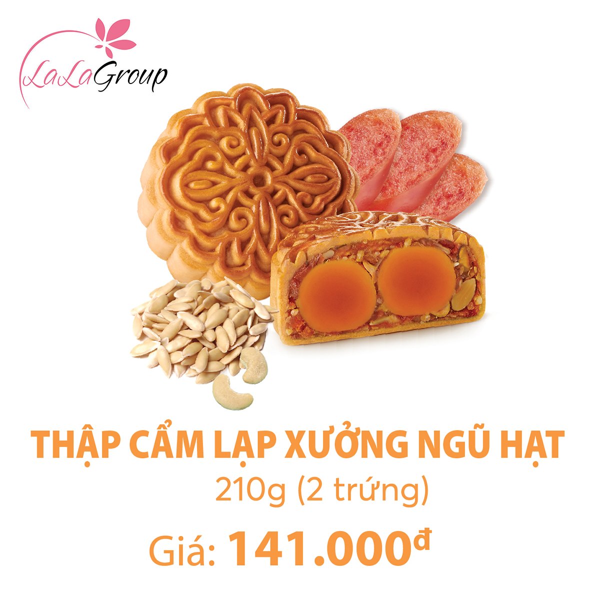 B&aacute;nh Trung Thu KIDO Thập Cẩm Lạp Xưởng Ngũ Hạt 2 Trứng 210g (SN2)