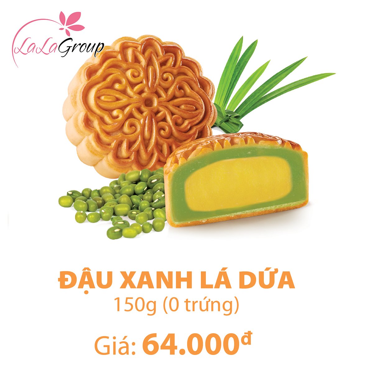 B&aacute;nh trung thu Kido đậu xanh l&aacute; dứa 1 trứng 150g (DL1)