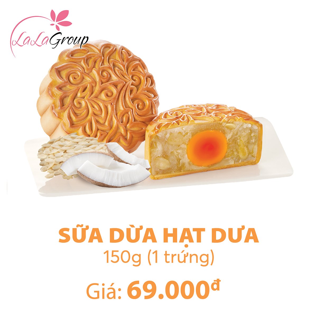 B&aacute;nh trung thu Kido sữa dừa hạt dưa 1 trứng 150g (SD1)
