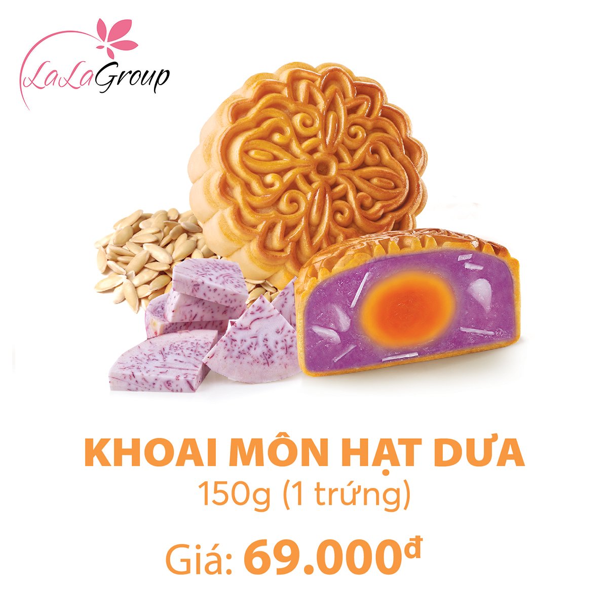B&aacute;nh trung thu Kido Khoai M&ocirc;n Hạt Dưa 1 trứng 150g (KM1)