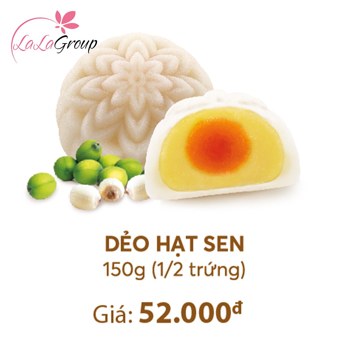 B&aacute;nh Trung Thu Thọ Ph&aacute;t Dẻo Hạt Sen 1/2 Trứng 150g (DHS1)