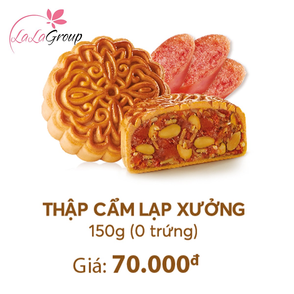 B&aacute;nh Trung Thu Thọ Ph&aacute;t Thập Cẩm Lạp Xưởng 0 Trứng 150g (TT0)