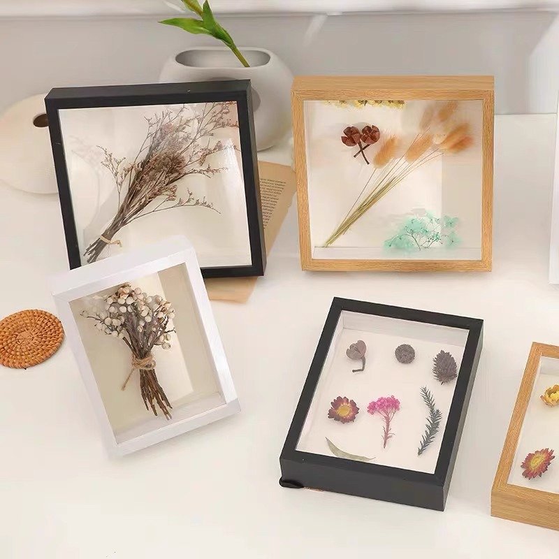 Khung ảnh 3D s&acirc;u l&ograve;ng trang tr&iacute; hoa kh&ocirc; v&agrave; đồ lưu niệm nhiều k&iacute;ch thước