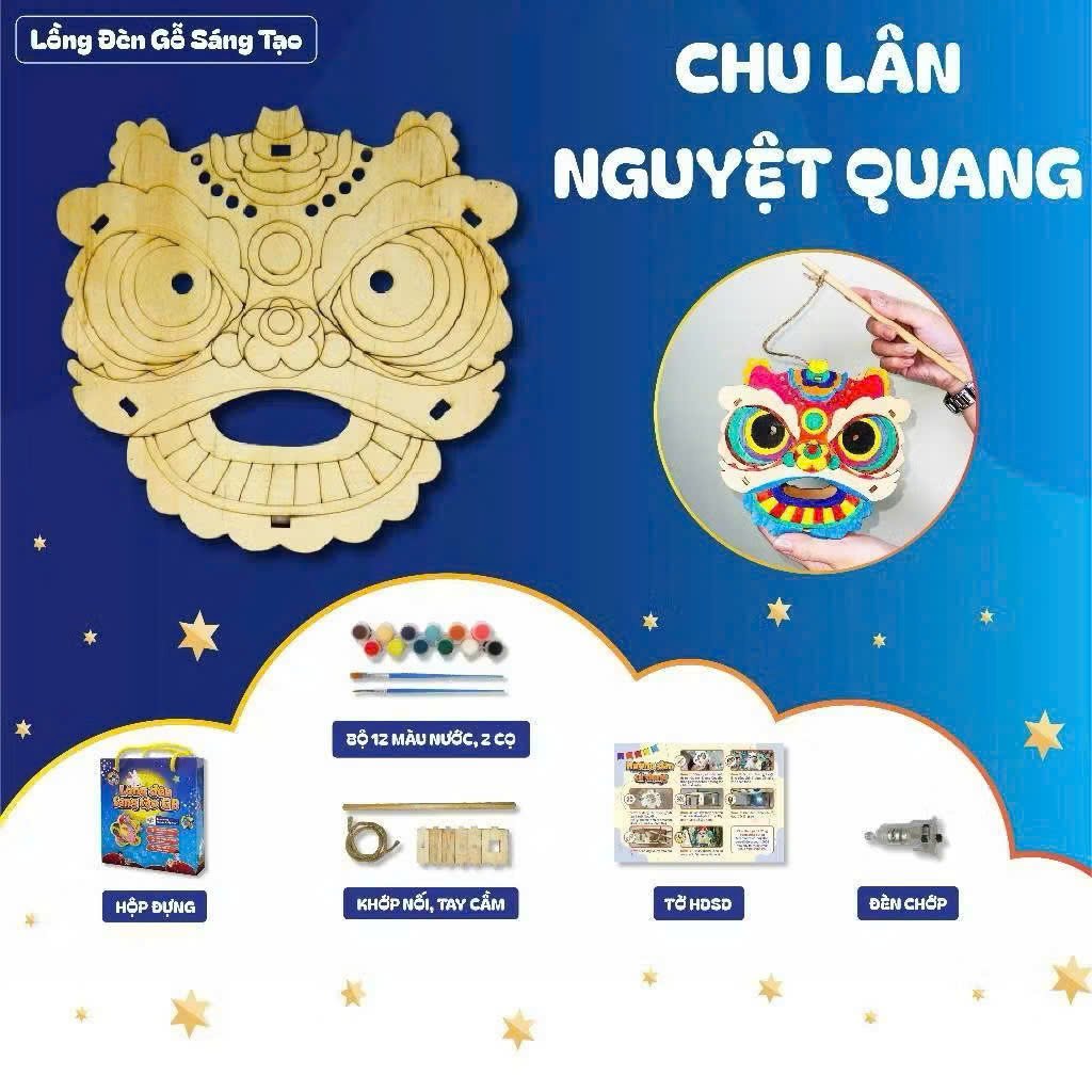 Lồng Đ&egrave;n Trung Thu Bằng Gỗ Nhiều Mẫu K&egrave;m Đ&egrave;n