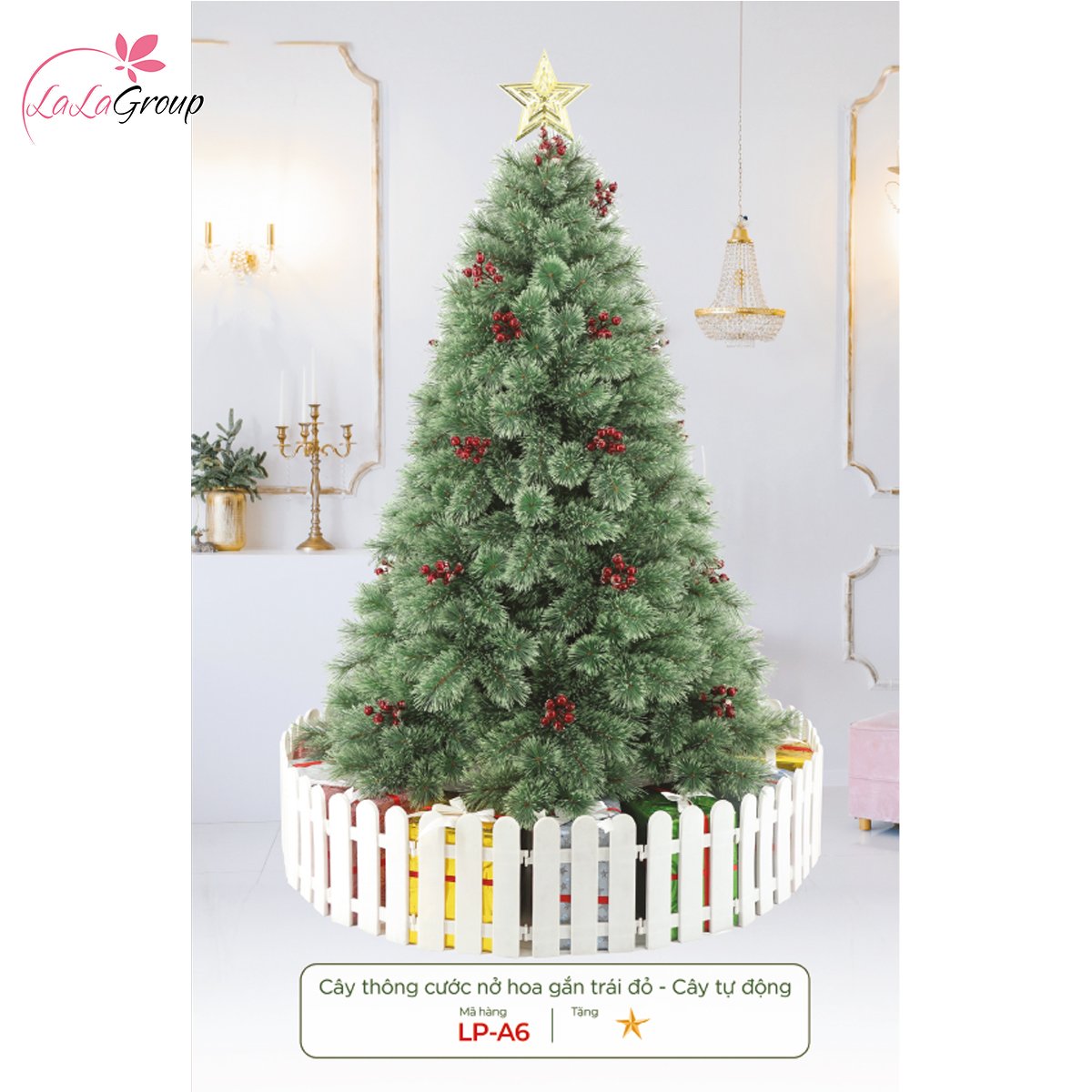 C&acirc;y th&ocirc;ng cước nở hoa gắn tr&aacute;i đỏ - C&acirc;y tự động