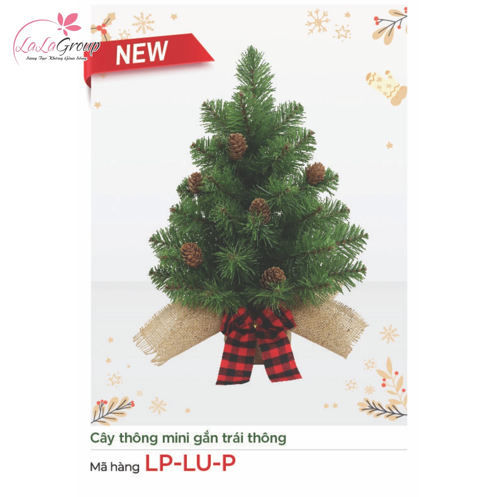 C&acirc;y th&ocirc;ng noel mini gắn tr&aacute;i th&ocirc;ng