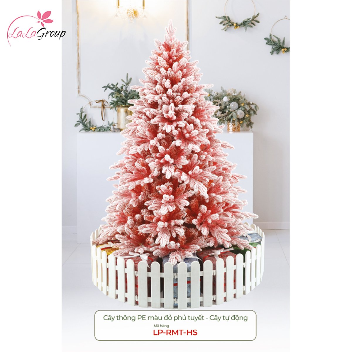 C&acirc;y Th&ocirc;ng PE M&agrave;u Đỏ Phủ Tuyết - C&acirc;y Tự Động