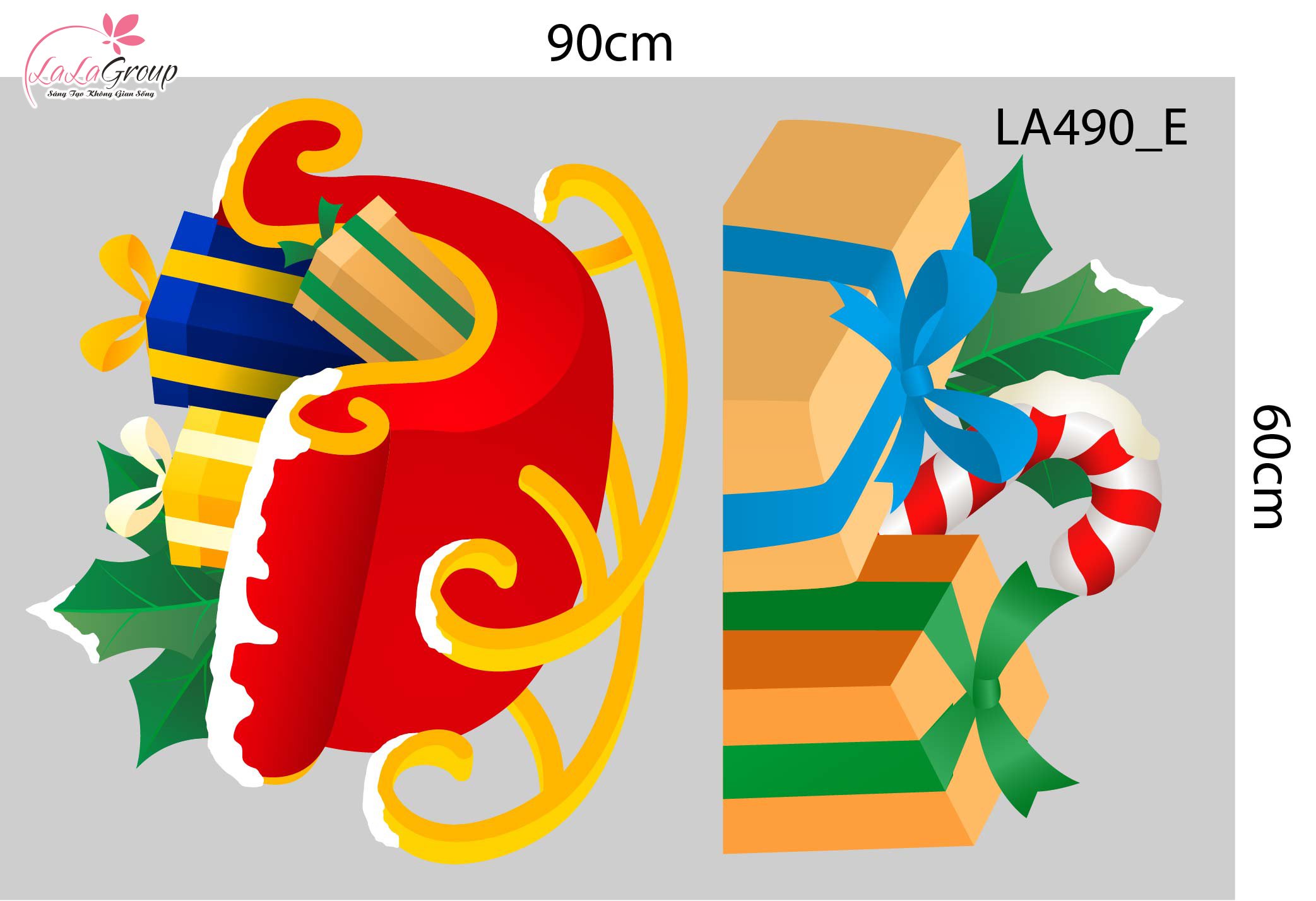 Combo Decal Trang Trí Noel Gấu Trắng Và Người Tuyết Vui Vẻ Bên Cây Thông Xanh