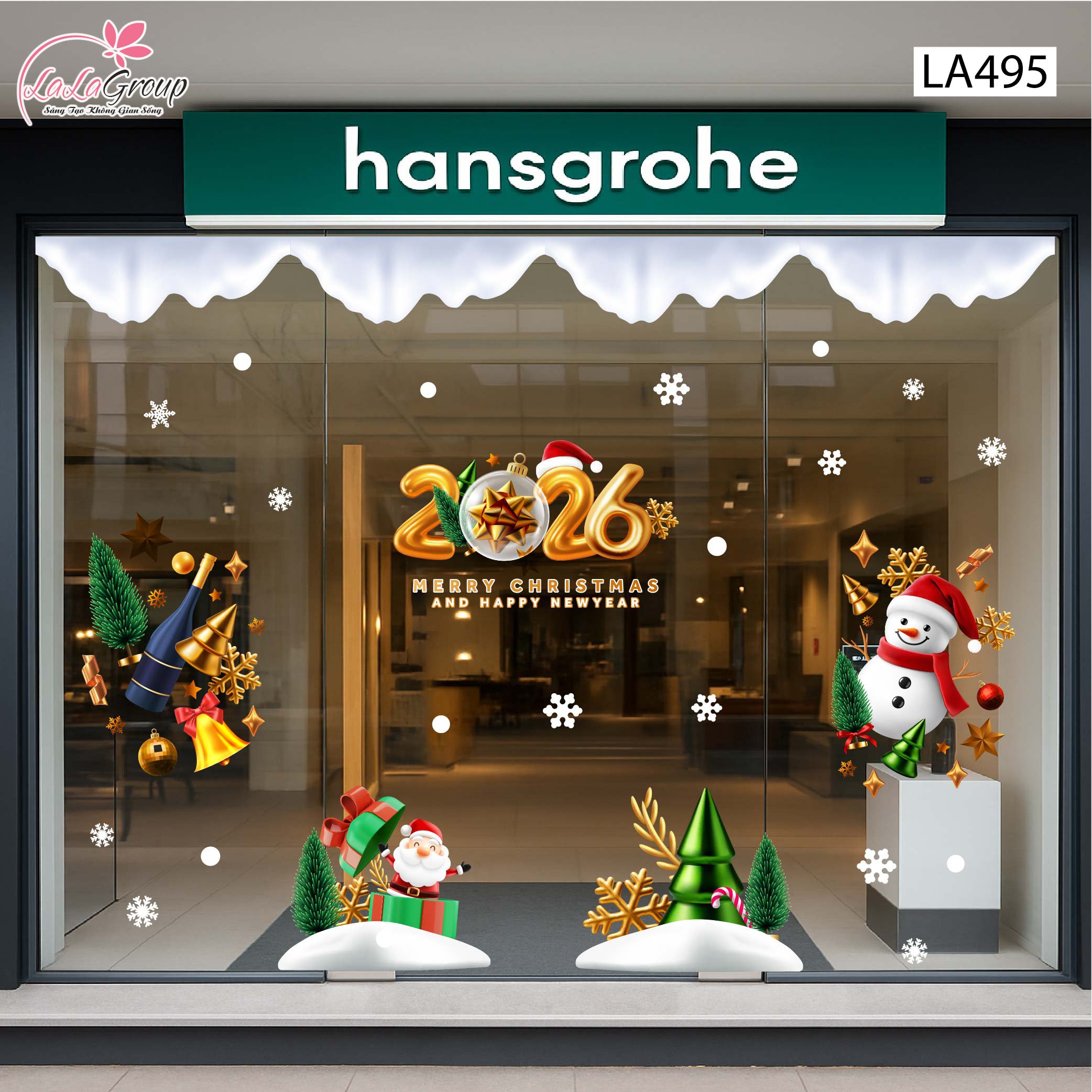 Combo Decal Trang Trí Noel Ông Già Noel Vui Nhộn Và Người Tuyết Vui Đón Giáng Sinh