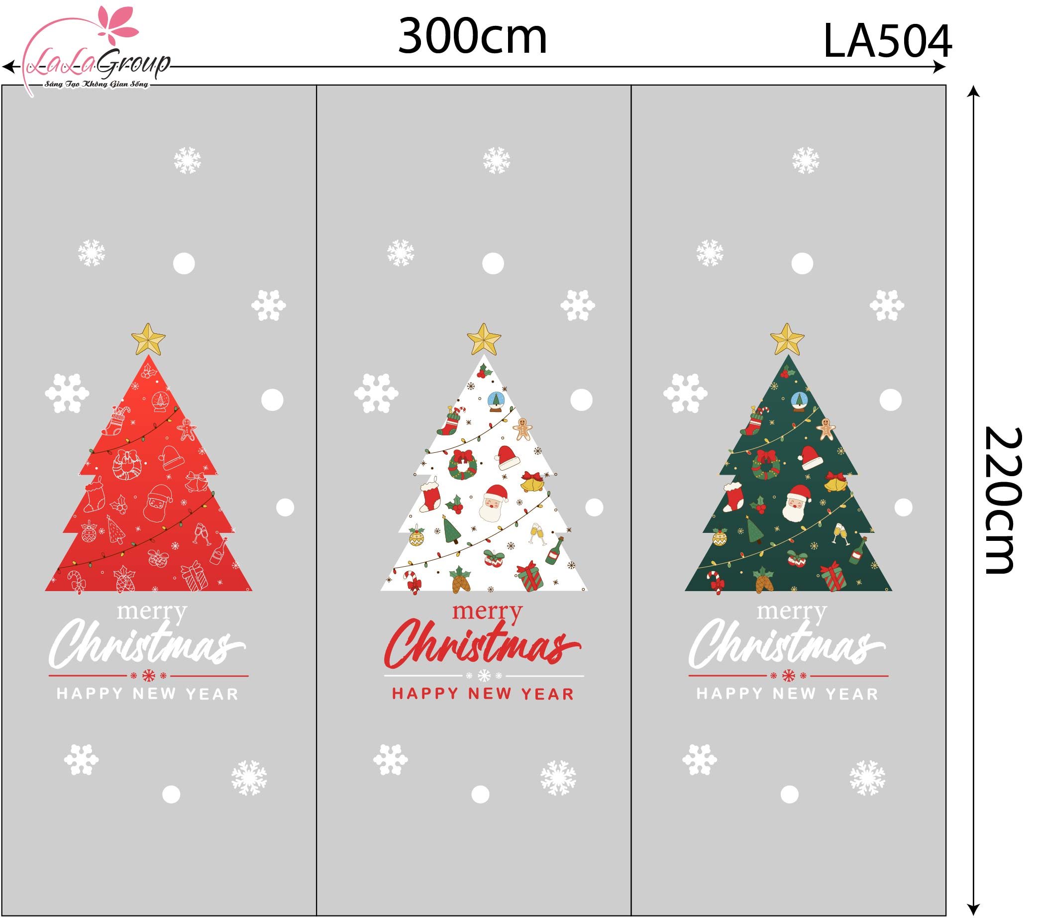 Combo Decal Trang Tr&iacute; Noel Những C&acirc;y Th&ocirc;ng Lung Linh Sắc M&agrave;u