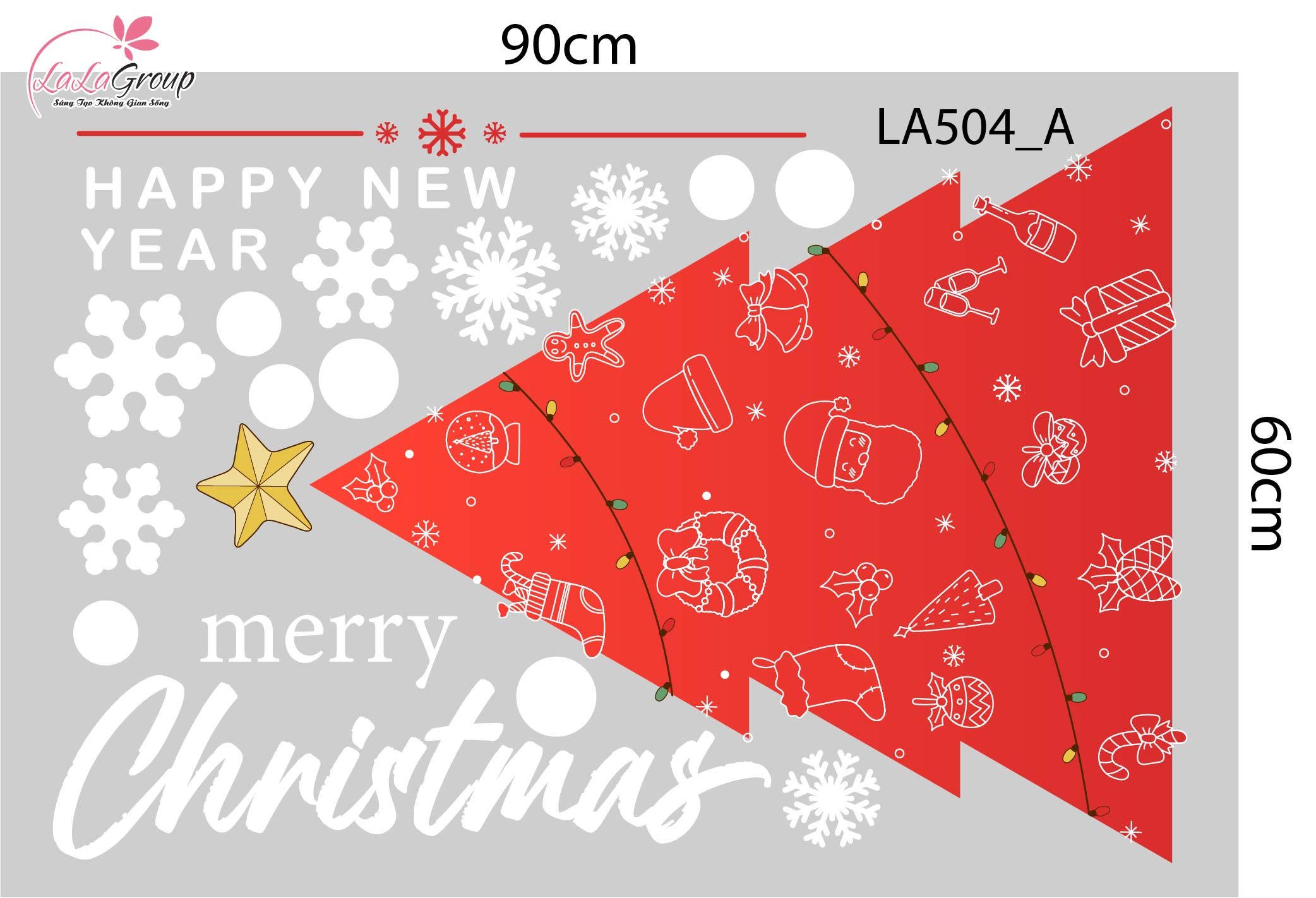 Combo Decal Trang Tr&iacute; Noel Những C&acirc;y Th&ocirc;ng Lung Linh Sắc M&agrave;u