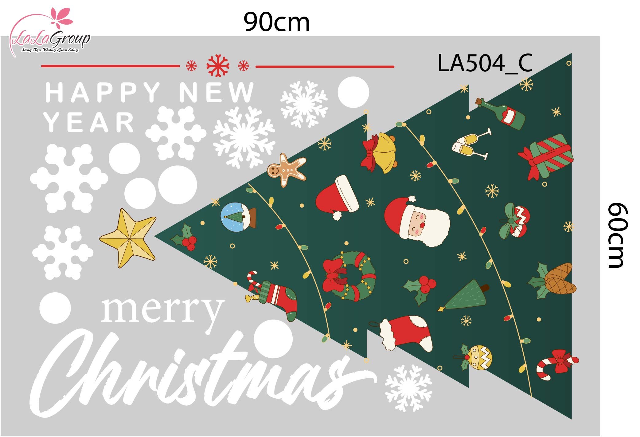 Combo Decal Trang Tr&iacute; Noel Những C&acirc;y Th&ocirc;ng Lung Linh Sắc M&agrave;u