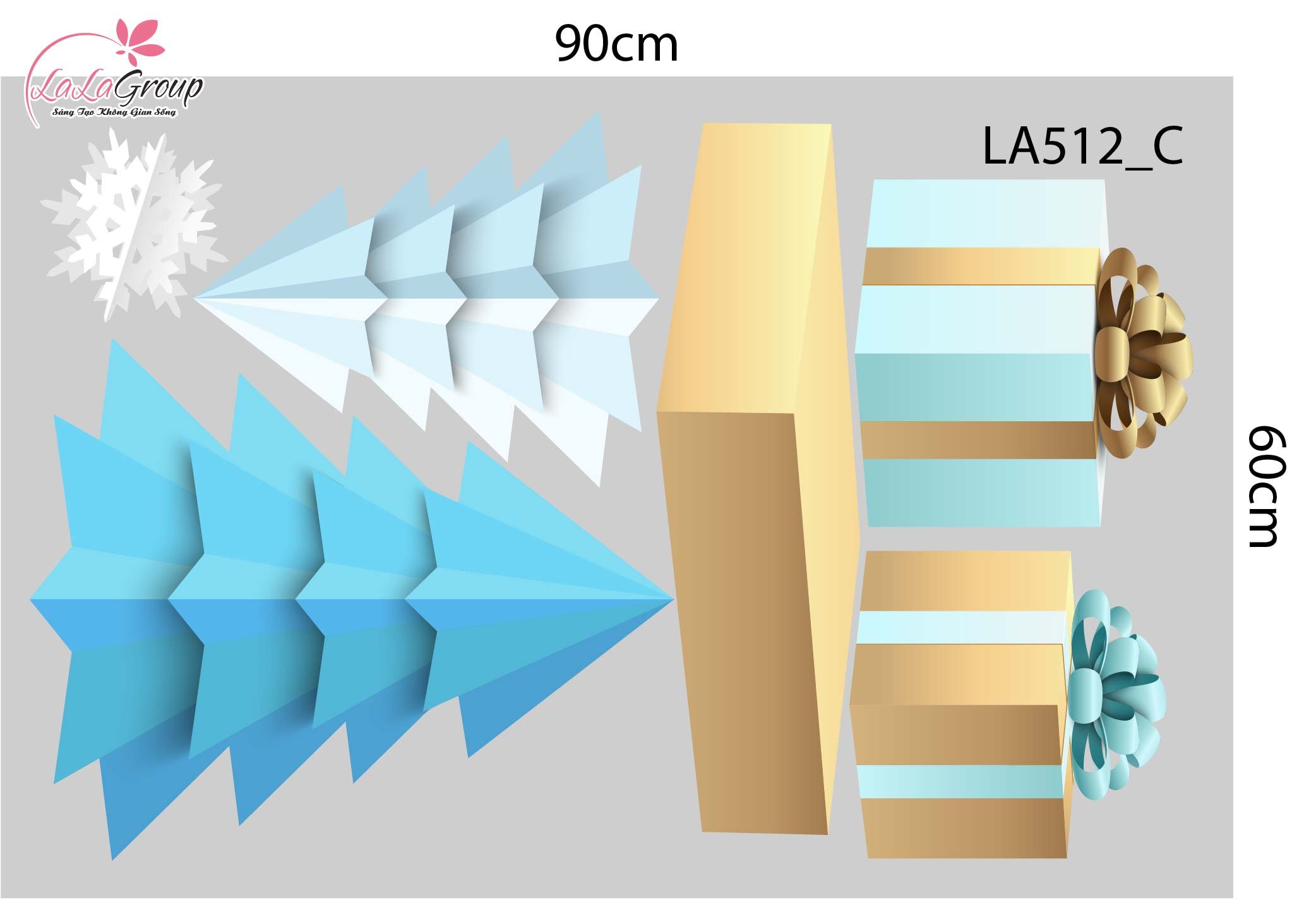 Combo Decal Trang Tr&iacute; Noel C&acirc;y Th&ocirc;ng Xanh V&agrave; Những B&ocirc;ng Tuyết Trắng