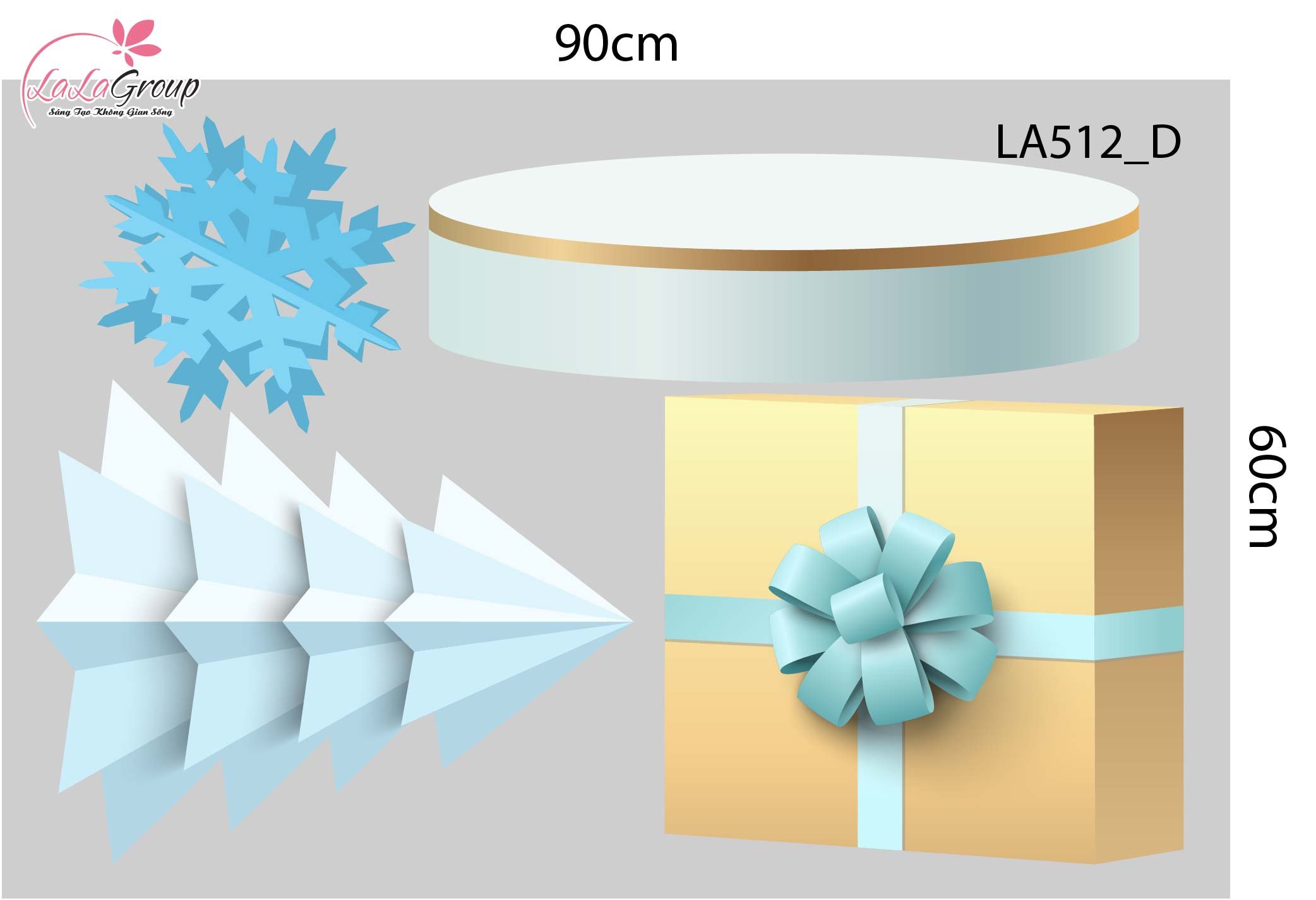 Combo Decal Trang Tr&iacute; Noel C&acirc;y Th&ocirc;ng Xanh V&agrave; Những B&ocirc;ng Tuyết Trắng