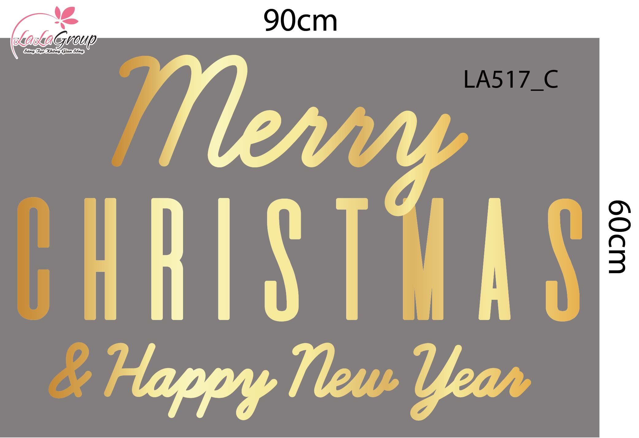 Combo Decal Trang Tr&iacute; Noel Nơ V&agrave; C&acirc;y Th&ocirc;ng V&agrave;ng Lung Linh