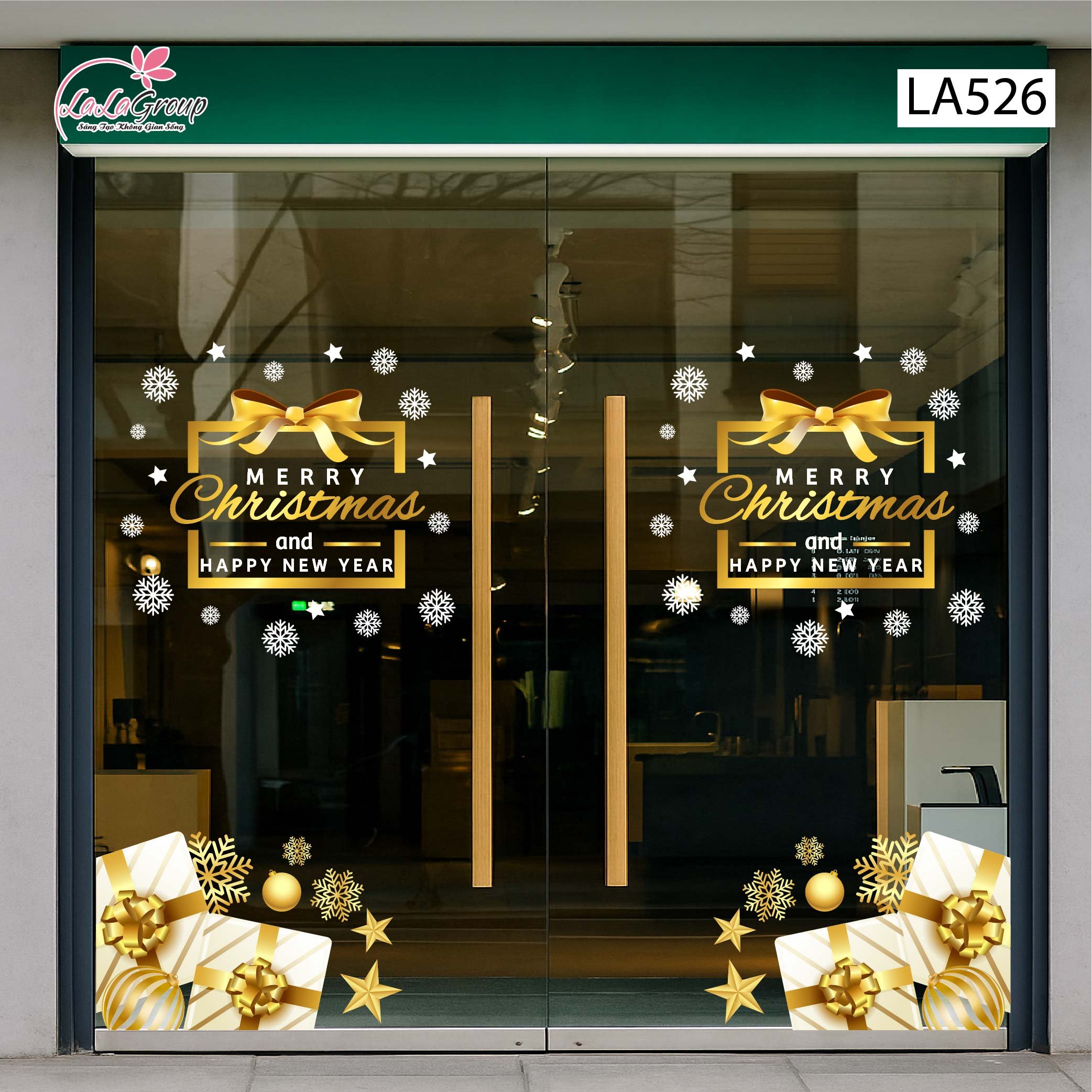 Combo Decal Trang Trí Noel Merry Christmas Và Những Hộp Quà Lấp Lánh