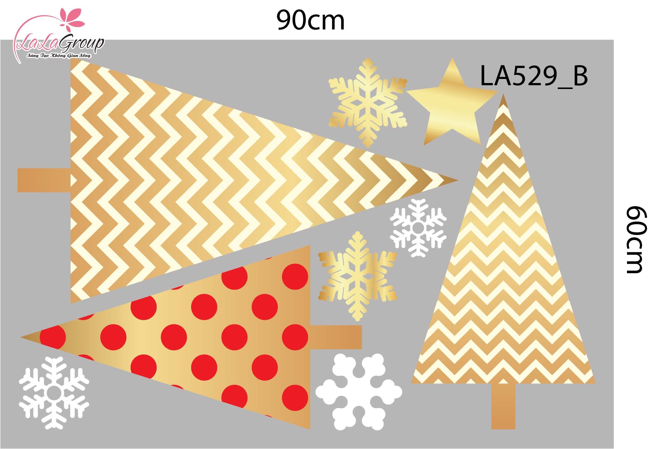 Combo Decal Trang Trí Noel Ông Già Noel Cưỡi Tuần Lộc Và Những Cây Thông Sắc Màu