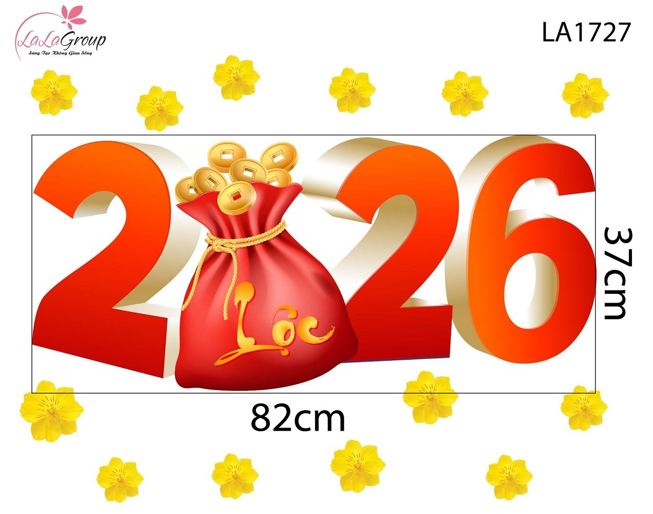 Decal Trang Trí Tết Bính Ngọ Tài Lộc 2026