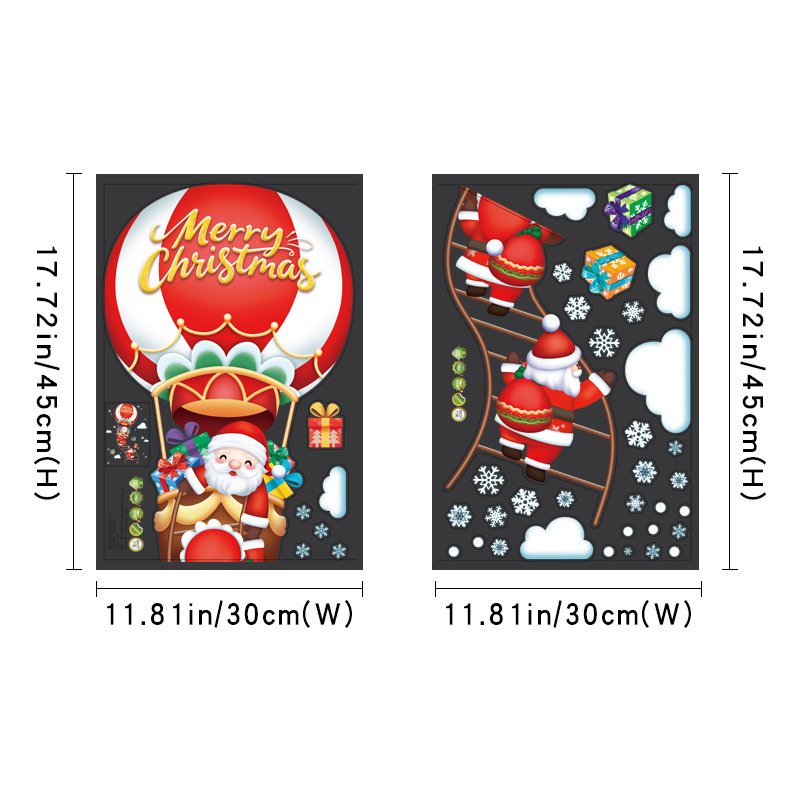 Decal Trang Tr&iacute; Noel &Ocirc;ng Gi&agrave; Noel V&agrave; Khinh Kh&iacute; Cầu