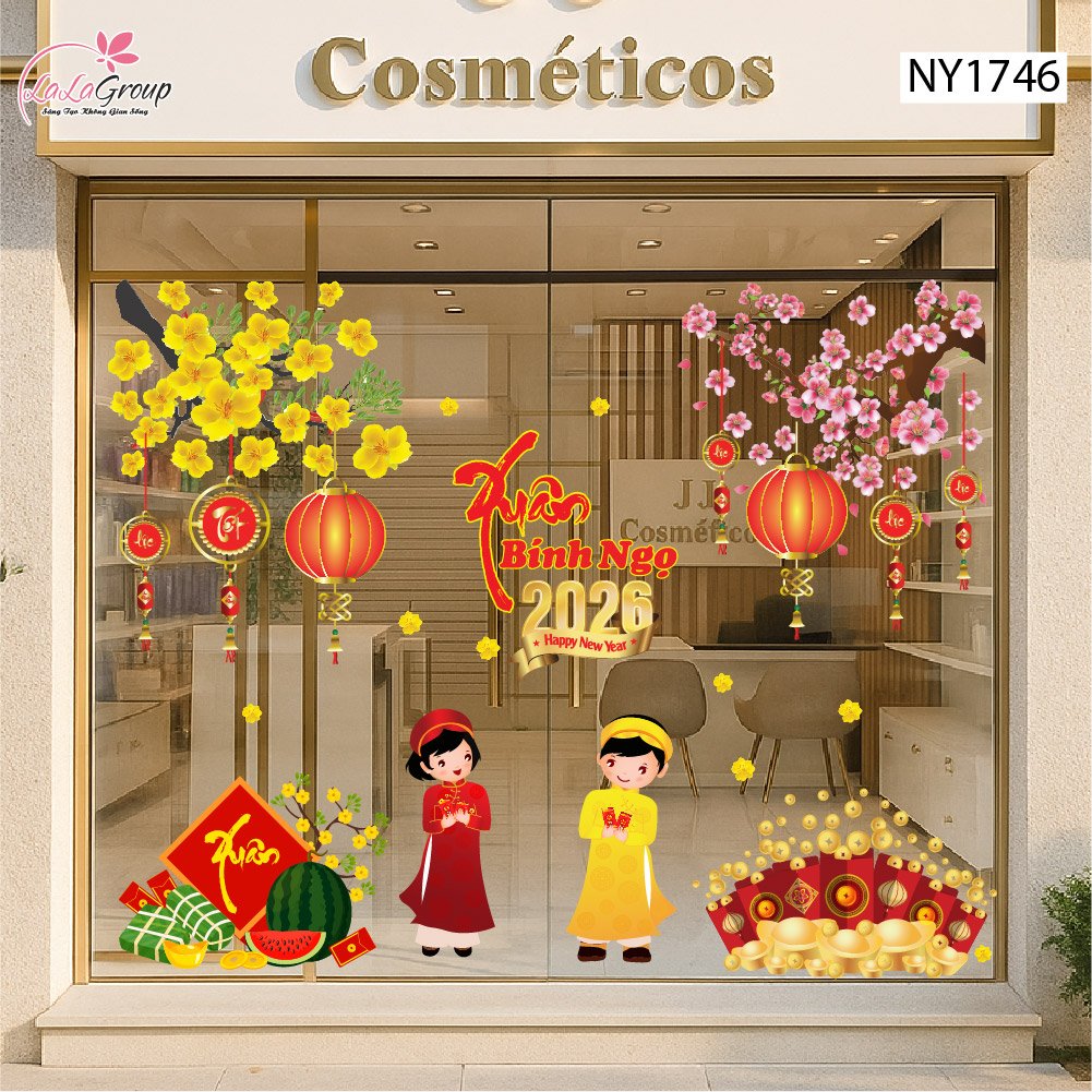 Combo Decal Trang Trí Tết Bé Chúc Xuân Bính Ngọ 2026