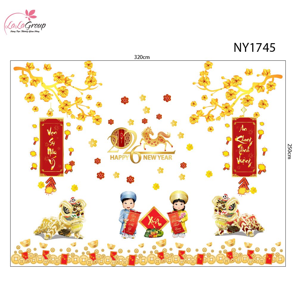 Combo Decal Trang Tr&iacute; Tết Xu&acirc;n B&iacute;nh Ngọ 2026 Vạn Sự Như &Yacute;