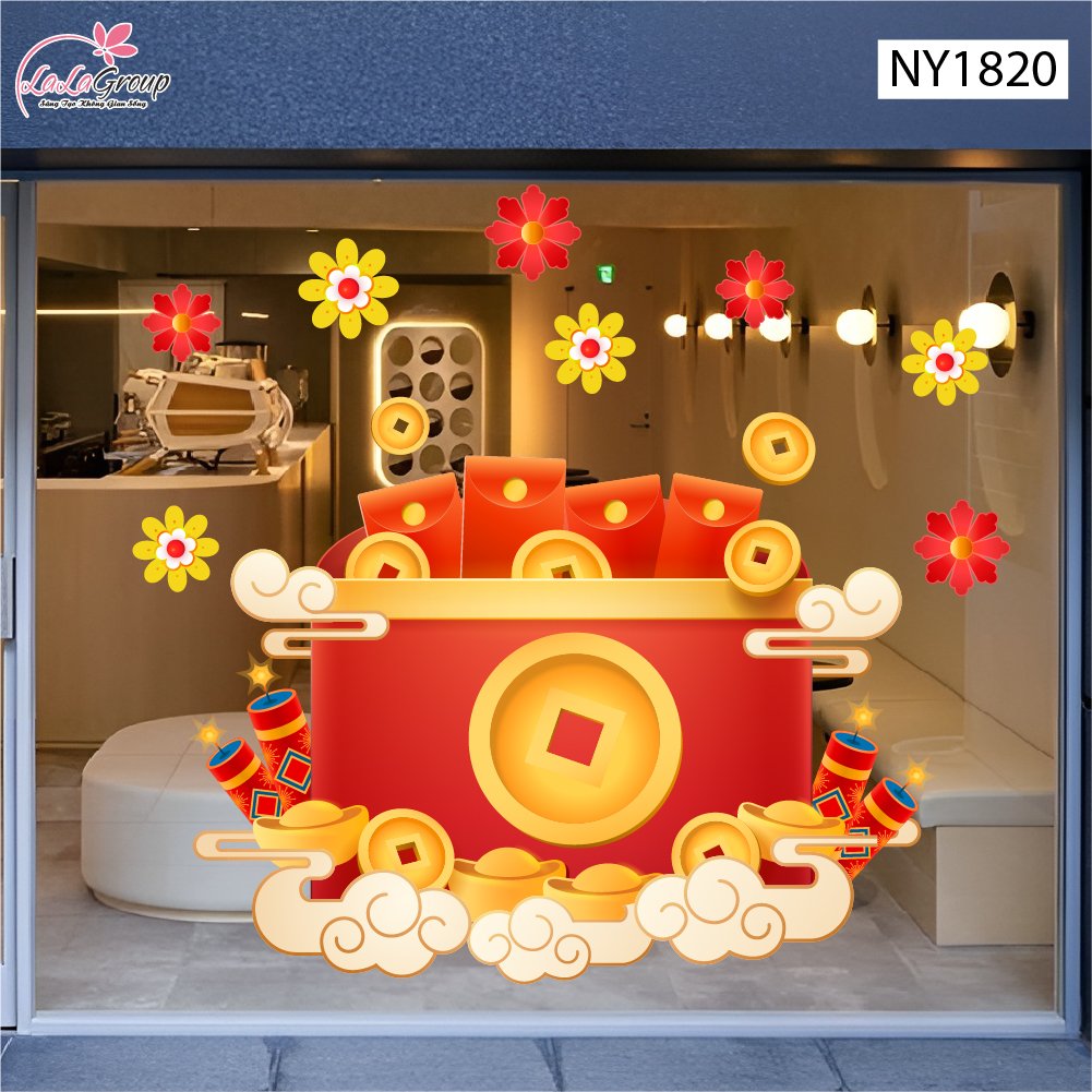 Decal Trang Trí Tết Túi Tiền Vàng Phúc Lộc Trọn Năm