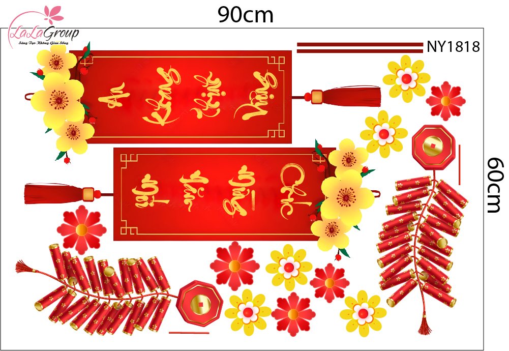Combo Decal Trang Trí Tết Song Mã Vượng Tài Đón Xuân Bính Ngọ 2026