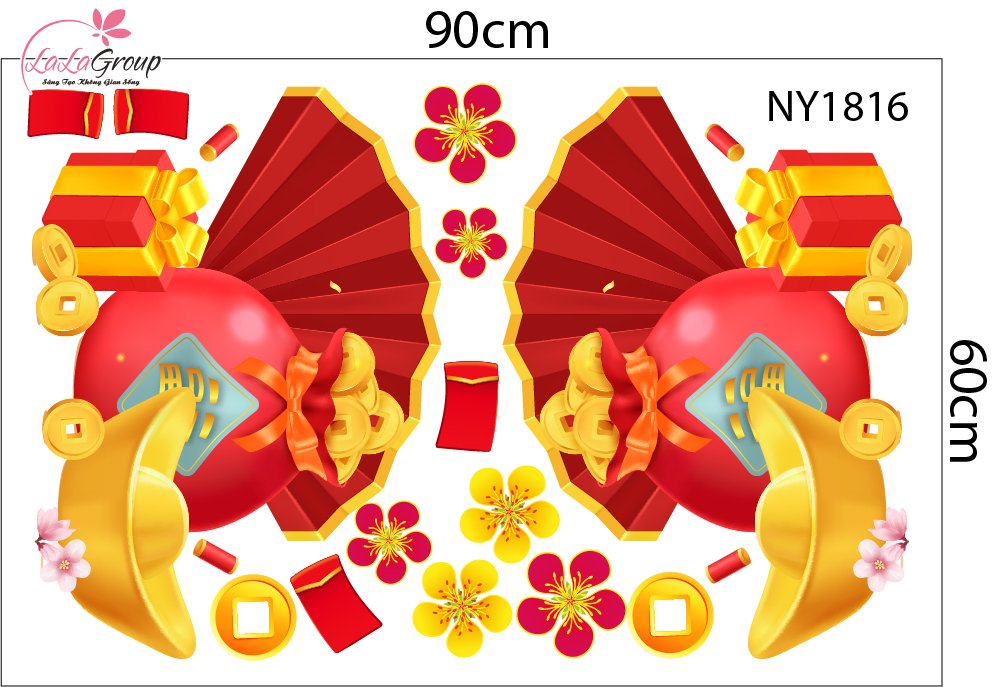 Decal Trang Tr&iacute; Tết 2026 Thần T&agrave;i Cưỡi Ngựa Rước Lộc Đầu Năm