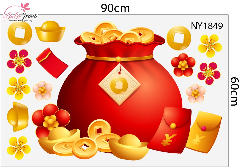 Combo Decal Trang Tr&iacute; Tết Ch&uacute;c Mừng Năm Mới B&iacute;nh Ngọ T&agrave;i Lộc