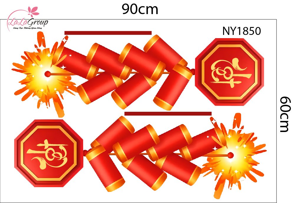 Combo Decal Trang Tr&iacute; Tết Ch&uacute;c Mừng Năm Mới B&iacute;nh Ngọ T&agrave;i Lộc