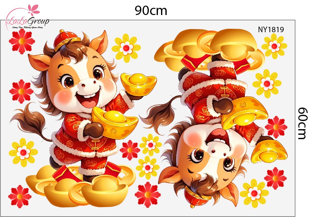 Combo Decal Trang Tr&iacute; Tết Ch&uacute;c Mừng Năm Mới B&iacute;nh Ngọ T&agrave;i Lộc