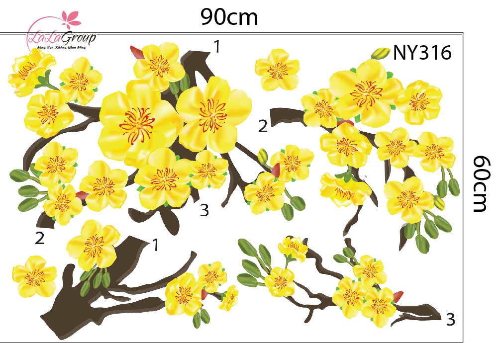 Combo Decal Trang Trí Tết Bé Vui Xuân Mừng Năm Mới Bính Ngọ