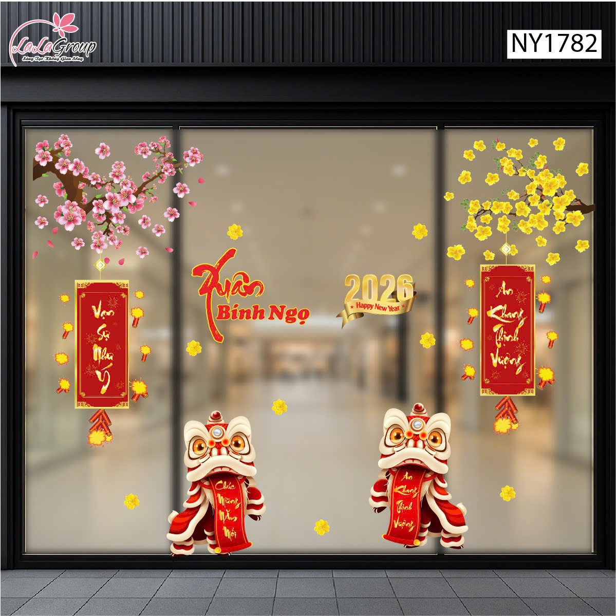 Combo Decal Trang Trí Tết Bính Ngọ An Khang Như Ý