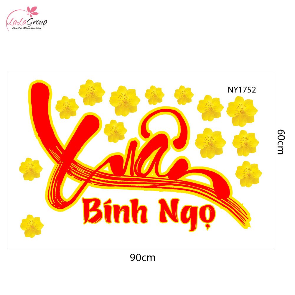 Combo Decal Trang Trí Tết Xuân Bính Ngọ An Khang Thịnh Vượng 2026