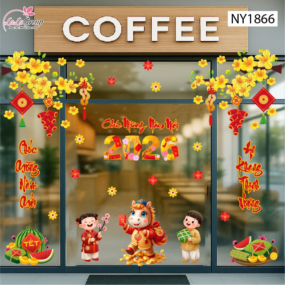 Combo Decal Trang Trí Tết Tuấn Mã Rước Lộc Xuân