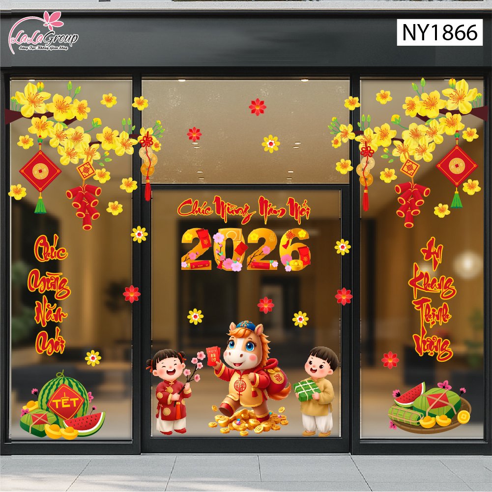 Combo Decal Trang Trí Tết Tuấn Mã Rước Lộc Xuân