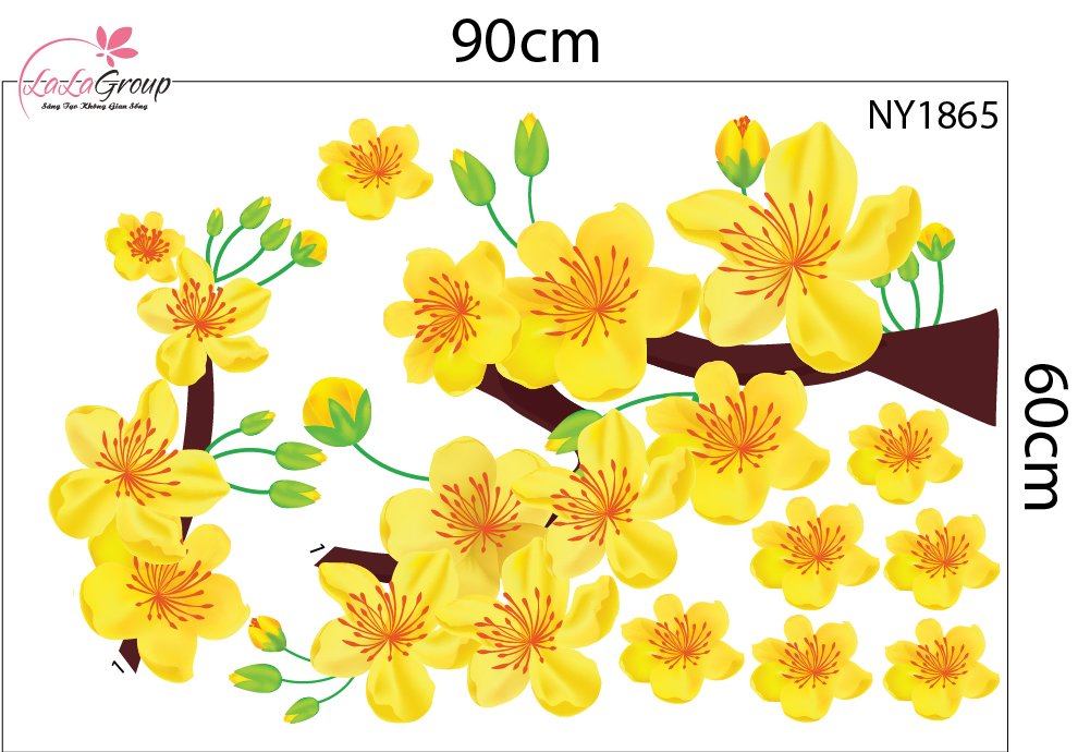 Decal Trang Trí Tết Lân Vàng Gõ Cửa Tài Lộc Sum Vầy