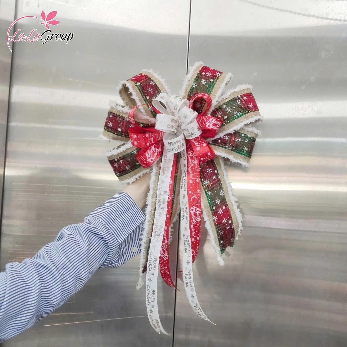 Combo 10 cái nơ giáng sinh kèm chuông đôi trang trí cây thông noel 024