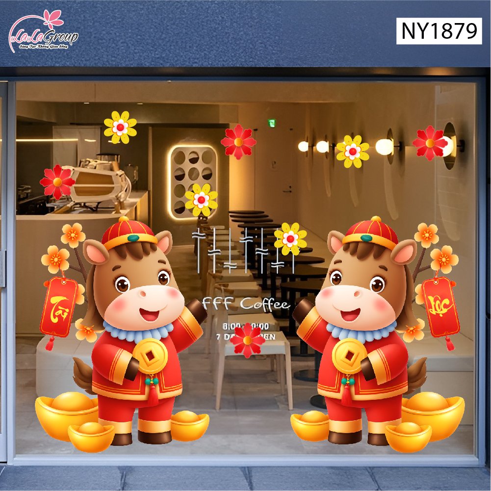 Decal Trang Trí Tết Tuấn Mã Đón Tài Lộc