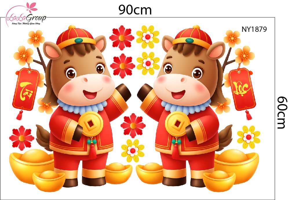 Decal Trang Trí Tết Tuấn Mã Đón Tài Lộc