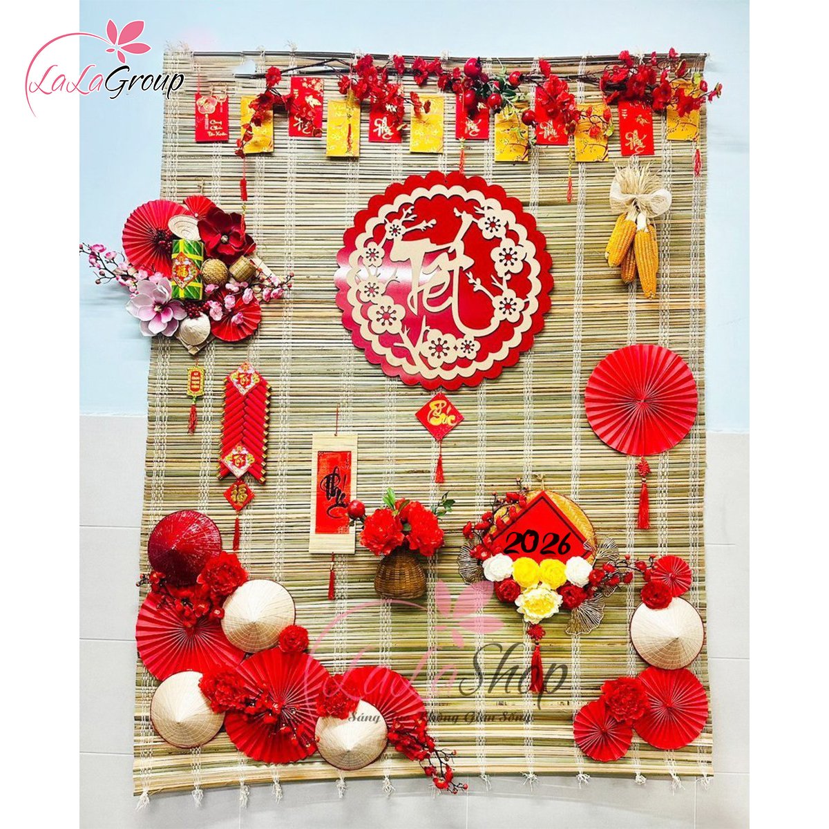 Bộ mành lớn full phụ kiện trang trí tiểu cảnh tết 2026